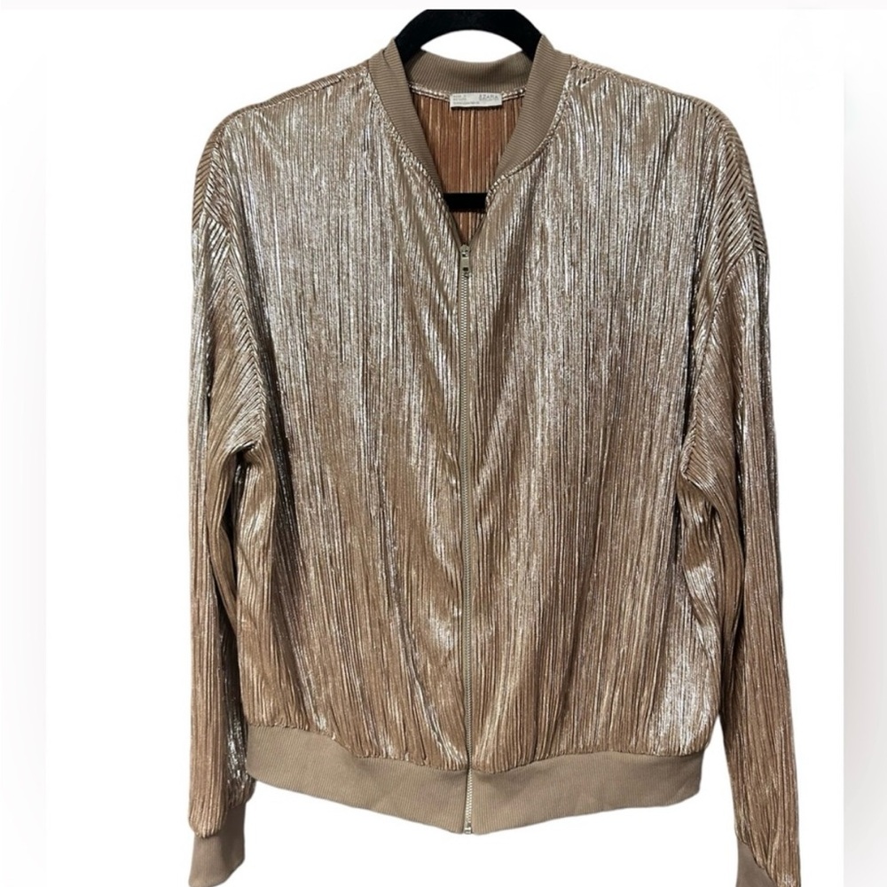 Zara Pleated lurex Zip Bomber